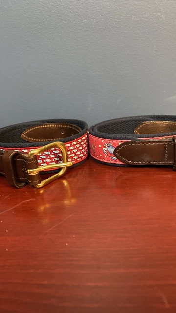 Vineyard Vines Set Of 2 Boys/  Young Man Belts Size 24” Whale/ Crab Design