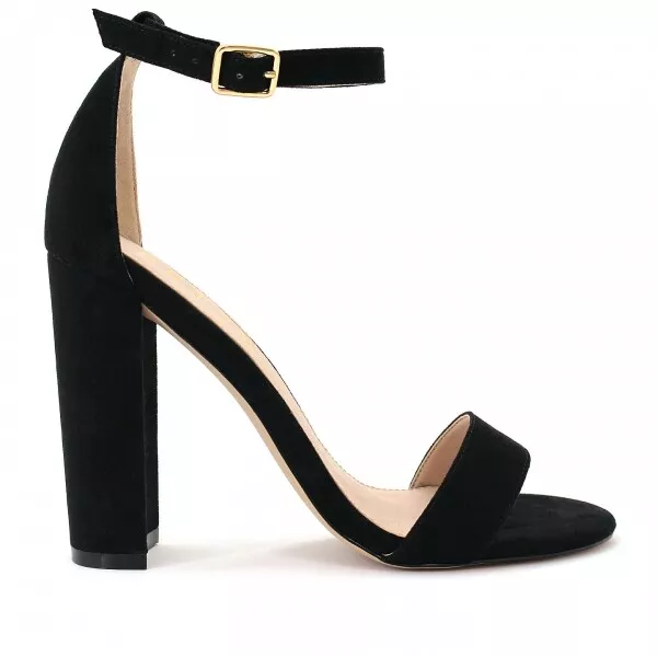 Womens Merona Lulu Block Heels Open Toe Black Sandals Shoes NWOB D55 2