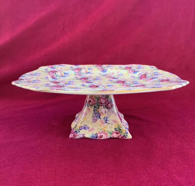 Vintage Royal Winton Grimwades Summertime Chintz Pedestal Cake Stand 11”