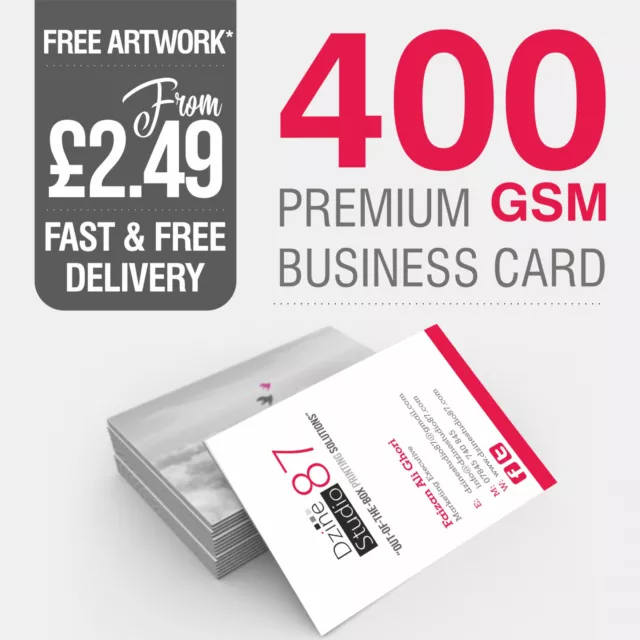 100 Printed Business Cards FULL COLOUR 350gsm/400gsm Card - Quantity Discount