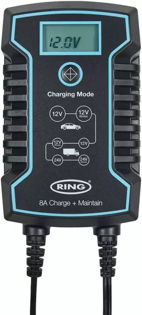 RSC808 Ring 8A Smart Charger and Battery Maintainer LCD Display 12/24V Voltage