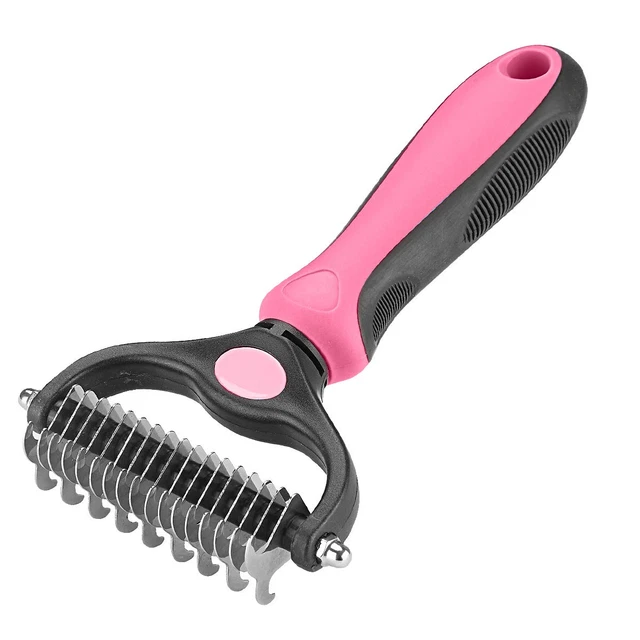 XLCL Pet Pet Grooming Tool - 2 Sided Undercoat Rake for Cats and Dogs - Safe Dem
