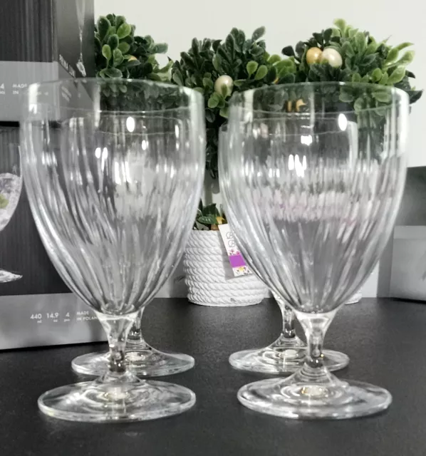 KROSNO Water Glasses Set of 4 PRIMA LUMI 14.9 oz BRAND-NEW ORIGINAL SEALED Boxes
