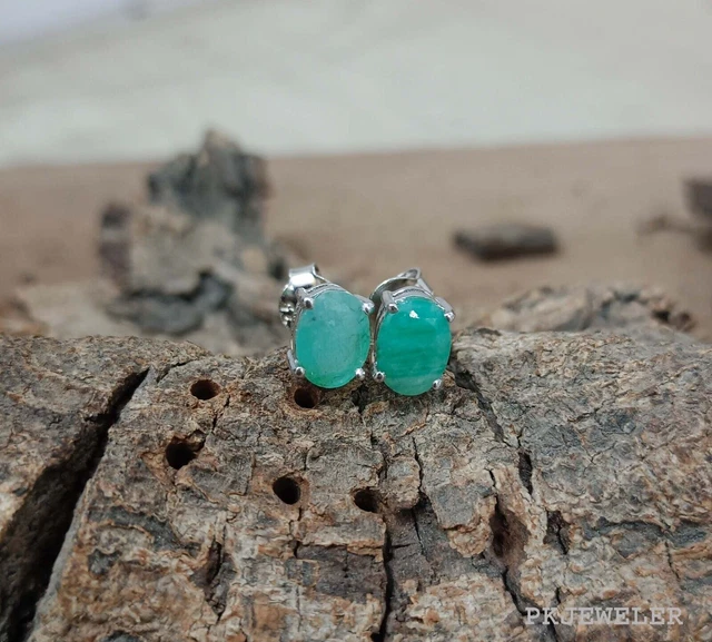 Boucles D'oreilles Pendantes Calcédoine Turquoise Et Argent 925 – Fait Main Inde