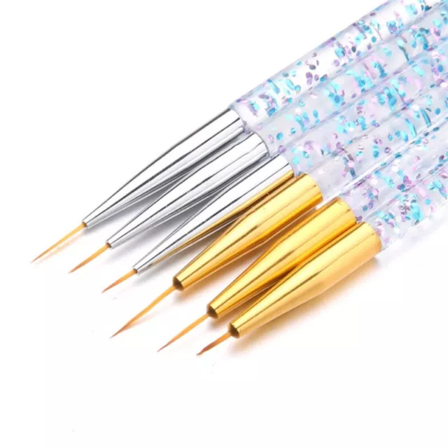 3Pcs Acrylic Stripe Nail Brush Set 3D Tips Manicure Ultra-thin Line Drawing P F1 2