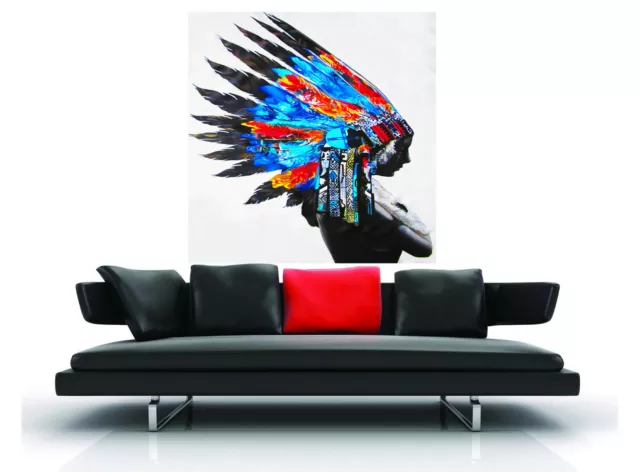 art painting street Print indian Blue Feather Native american Poster Wall Decor 3