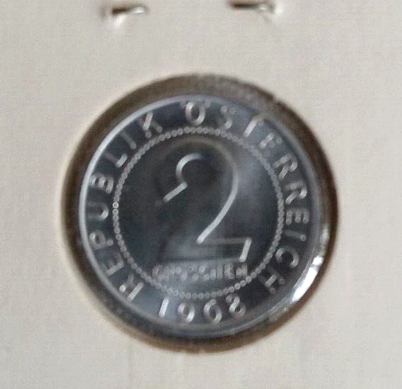 Vintage Austria, 2 Groschen Coin- 1968 -Collectible. Free Shipping to  USA 2