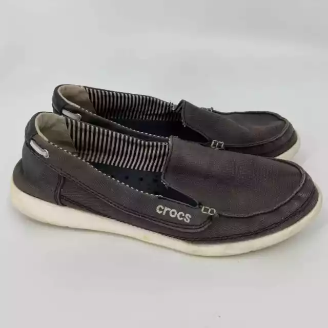 CROCS WALU CANVAS Loafers Comfort Boat Shoe Slip On Gray Women's Size 9 ...