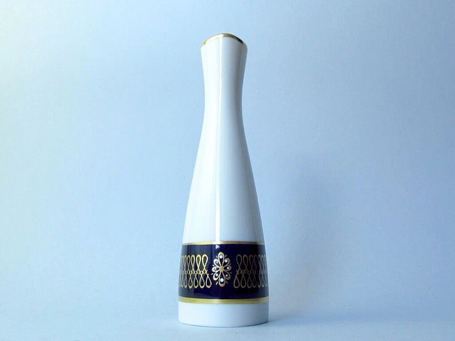 Jarrón Triangular De Porcelana 1960/70 Cobalto