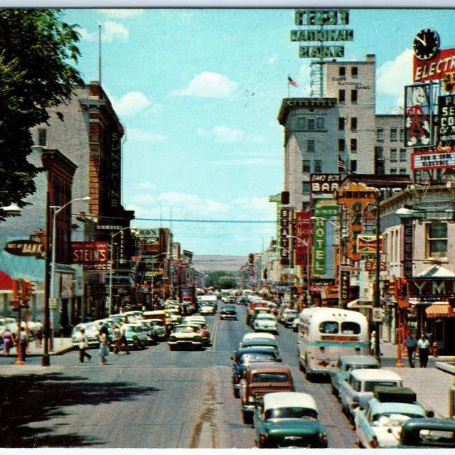 C1950S ALBUQUERQUE, NM Downtown Chrome Photo Postcard Main Santa Fe