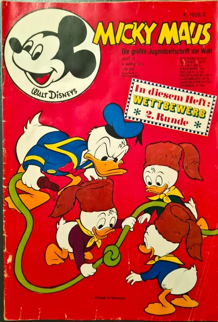 Micky Maus Comic Heft Nr,10 mit SB  1972 (201