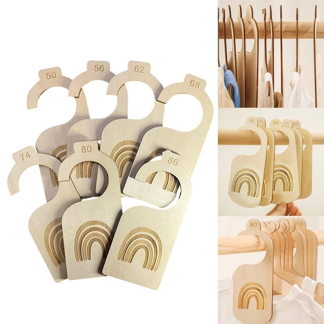 7 Pieces Wooden Baby Closet Dividers Cloth Size Organizers Holiday Gifts