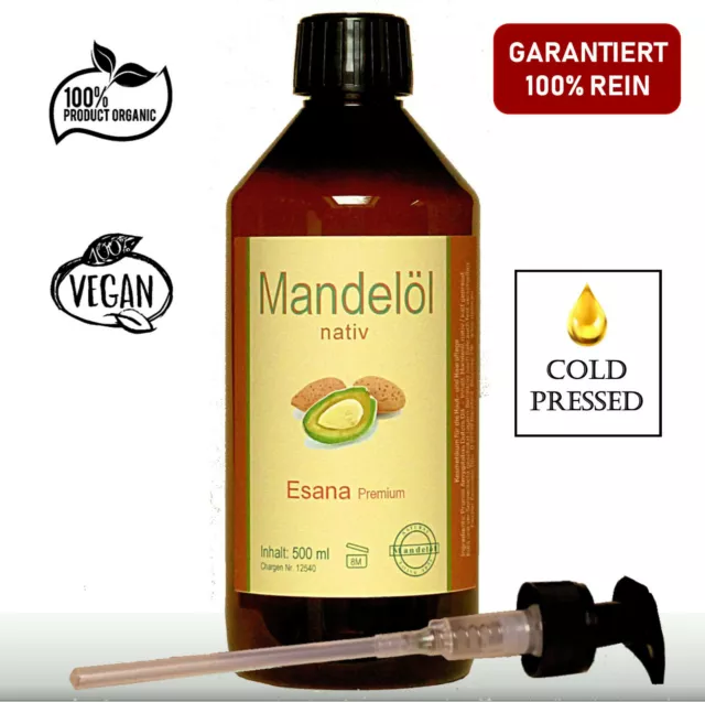 Mandelöl 500 ml  nativ / kaltgepresst 100% rein für Hautpflege, Kosmetik, etc.