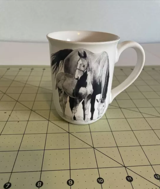 Otagiri Horse Foal Mug Stein Black and White Gold Trim Darren Cook 16 oz preown