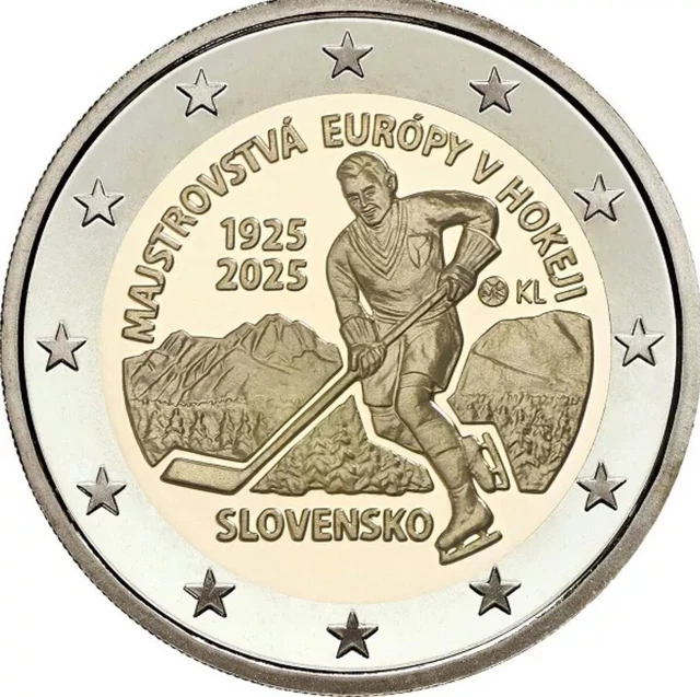 100 Jahre Republik österreich 2 Euro Münze ORIGINAL COINCARD 2 Euro Slowakei 2025 : 100 Jahre Eishockey