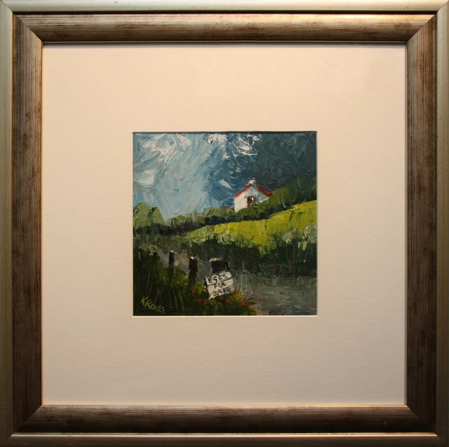 IRISH ART ORIGINAL Abstract Oil Painting Farm Sign EGGS FOR SALE by ...