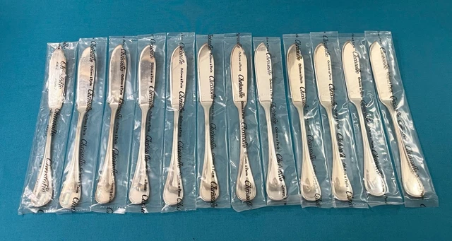 Lot De 12 Couteaux à Poisson Christofle - Modèle Uniplat - Métal Argenté - Très Bon état