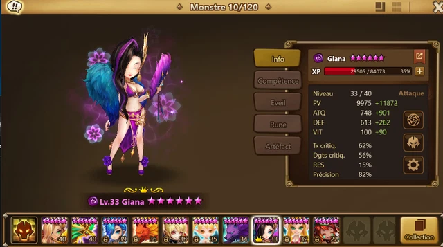 Compte Summoners War Europe - Départ Maximilian + Teshar + Rica + Robot Vent Full Skill