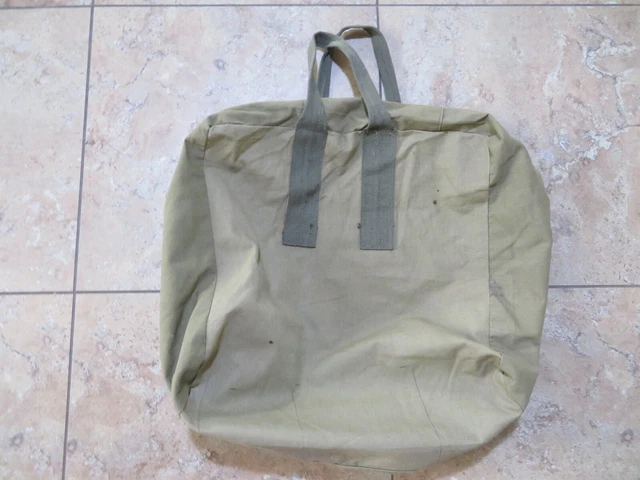 VTG Canvas 40s Green Duffle Bag Grommet Zipper 27x17x13 Military? Aviator-Style