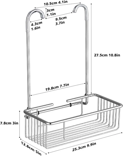 Mensola Doccia Appendibile In Alluminio - Porta Shampoo Senza Forare - Impermeabile E Anti-Ruggine - Foto 8