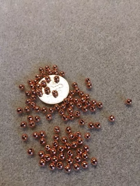 100 Copper Smooth Round Spacer Beads 3mm