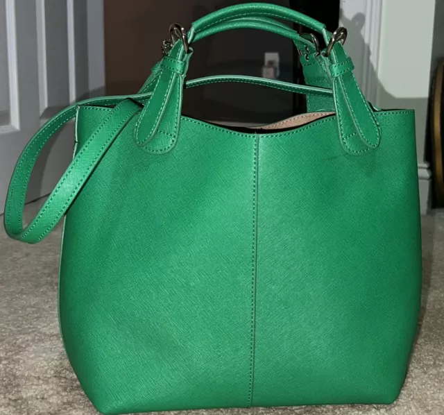 NWT DKNY SAFFIANO GREEN LEATHER TOTE/handbag/purse /RN#68596 2