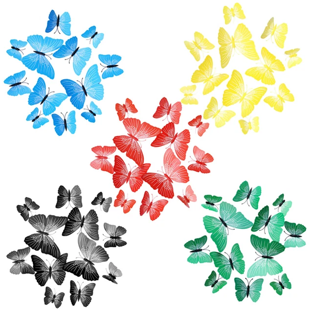 60 Stück 3D-Schmetterlingsornamente Lebensechte Insektenmodelle Plastikdekorativ