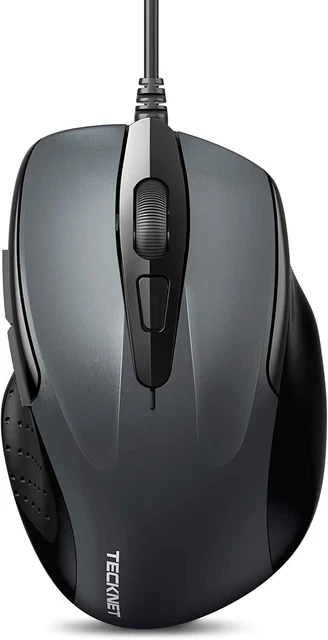 TECKNET USB Wired Mouse, 6-Button Corded Mouse with 2 Adjustable DPI, Optical