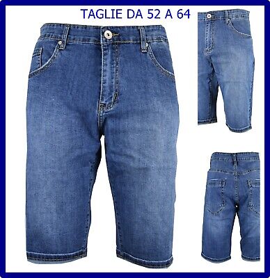 bermuda jeans da uomo denim elasticizzata cotone pantaloncini pantaloni corti 52
