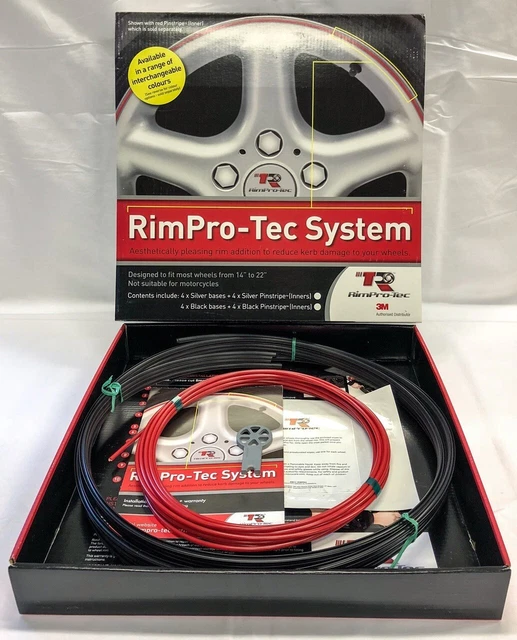 PROTEZIONE CERCHIO RUOTA (RIM-PRO TEC) 4x Nero Esterno con 4x Rosso Interno 14"-22"