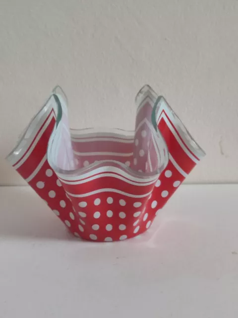 Chance Glass  Vintage Mid Century Red Polka Dot Handkerchief Vase/1960,S