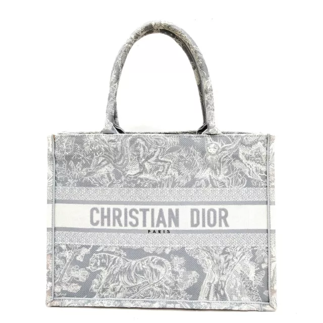 Christian Dior Tote Bag Booktote Gray Canvas 3241116