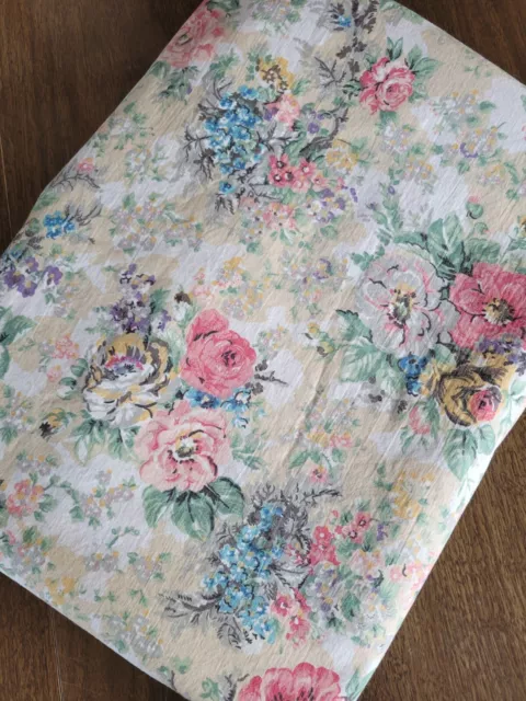 Ralph Lauren Brittany Queen Flat Top Sheet Floral Multi Vintage 100% Cotton