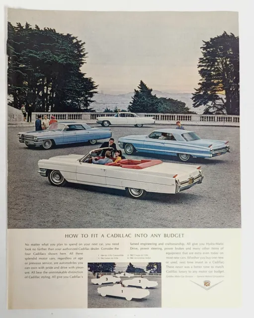 Print Ad 1960's General Motors Cadillac Coupe Sedan DeVille