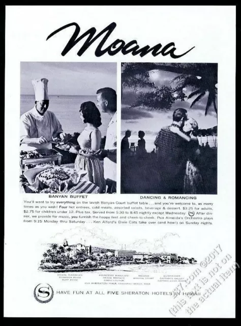 1964 Moana Hotel Honolulu Hawaii photo and art vintage print ad
