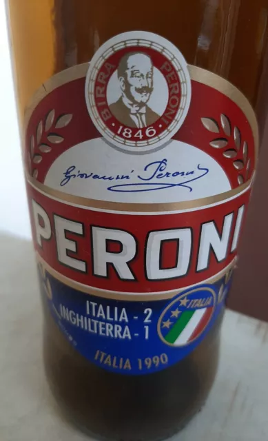 👉☆BIRRA PERONI☆ROMA☆ BOTTIGLIA 66 cl PUBBLICITARIA ITALIA🇮🇹'90  TAPPO CORONA