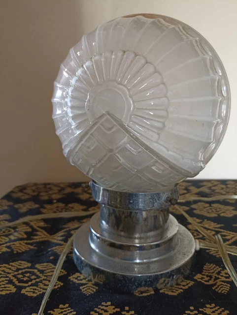 1930 SUPERBE GLOBE ancien verrerie D:20cm Art Deco Verre Pressé Applique Lustre EUR 290,40 - FR