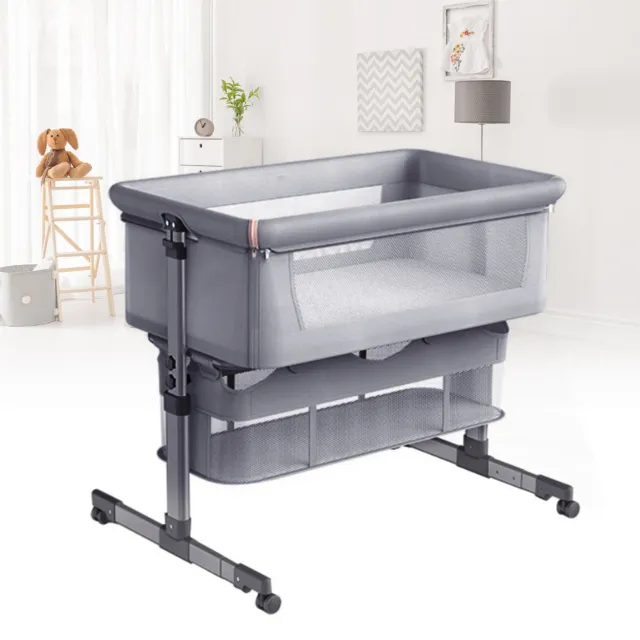 Baby Newborn Bassinet Bedside Crib Infant Sleeper Bed Cradle Gray Portable