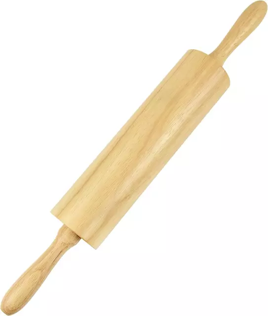 Wooden Rolling Pin for Baking- Durable, Non-Stick Dough Roller with Handles- 17