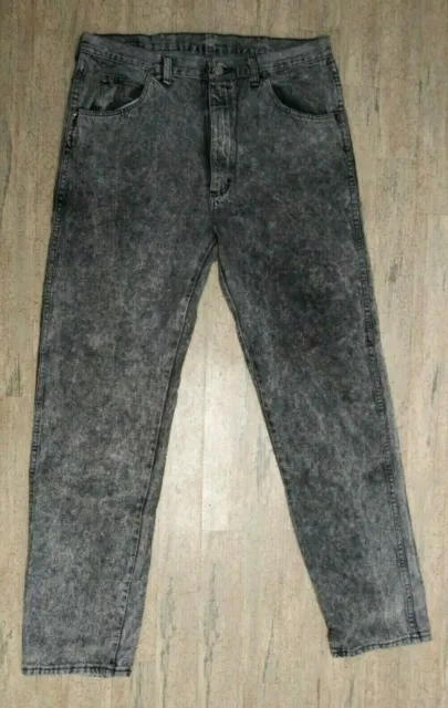 VINTAGE WRANGLER ACID Wash Denim Black High Rise Jeans 80s 90s Size 36 ...