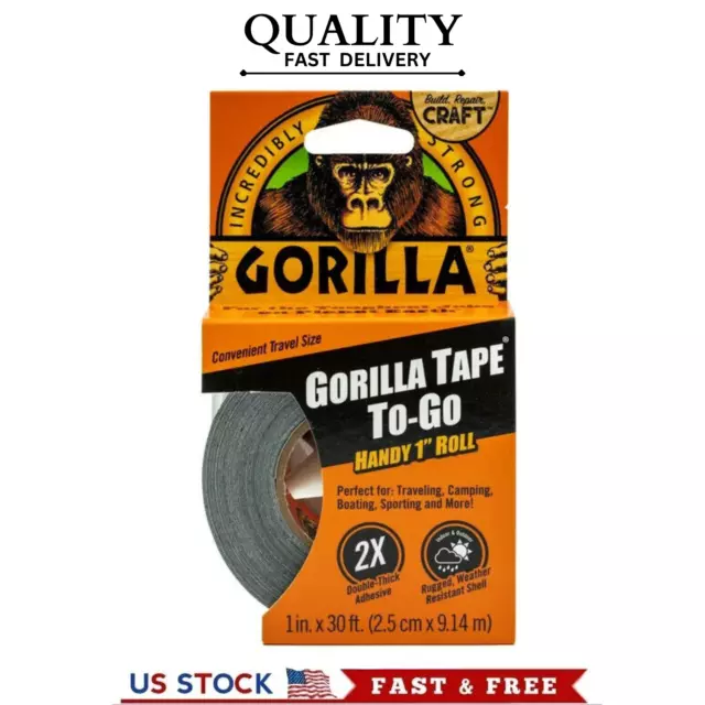 Gorilla Black Duct Tape To-go, 1 In X 30 Ft Single Roll