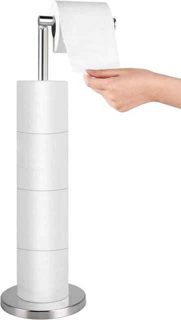 Toilet Paper Holder Stand Free Standing Jumbo Mega Stainless Steel Chrome Finish