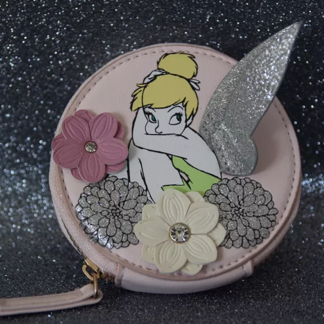 Primark Ladies Disney Tinkerbell Pink Coin Purse Fairy Glitter Wings