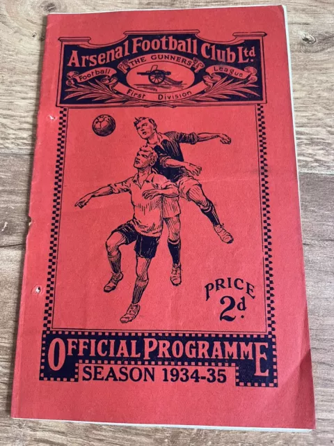 1934 ARSENAL FOOTBALL  CLUB v MANCHESTER CITY Official Football  Programme DIV 1