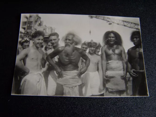 Vintage Photo HMS Adamant Crew & Natives Tikopia Solomon Islands 1946