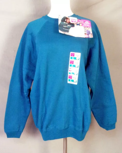 vintage 80s 90s NWT NOS Deadstock Hanes Her Way Blank Dark Teal Sweatshirt sz L