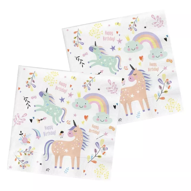 Folat 68349 Serviettes Unicorns & Rainbows 33 x 33 cm Pack of 20 Multi-Coloured