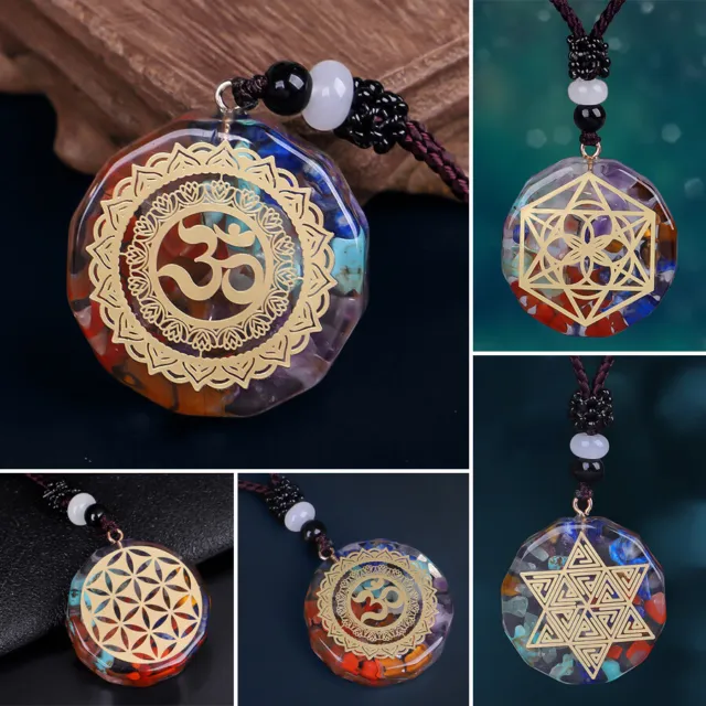 Energy 7 Chakra Natural Stone Pendant Yoga Reiki Healing Amulet Necklace Lucky