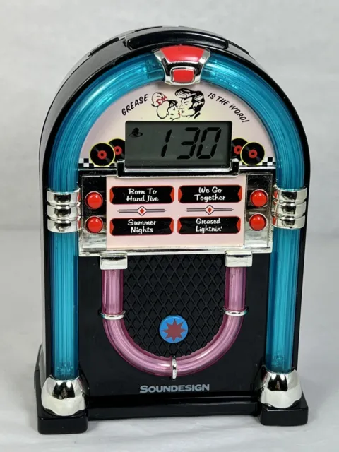 Grease Jukebox Alarm Clock by Soundesign - Plays 4 Songs & Lights Up