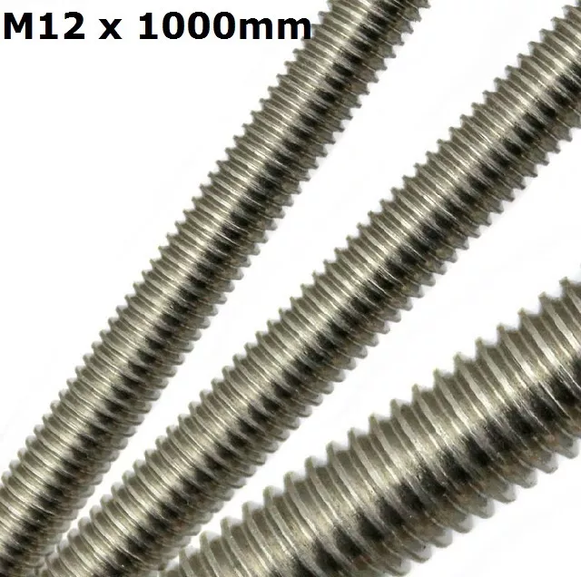 1 x Allthread M12 (12mm) x 1 Metre (1000mm) Stainless 304G Threaded Rod Bar DIY